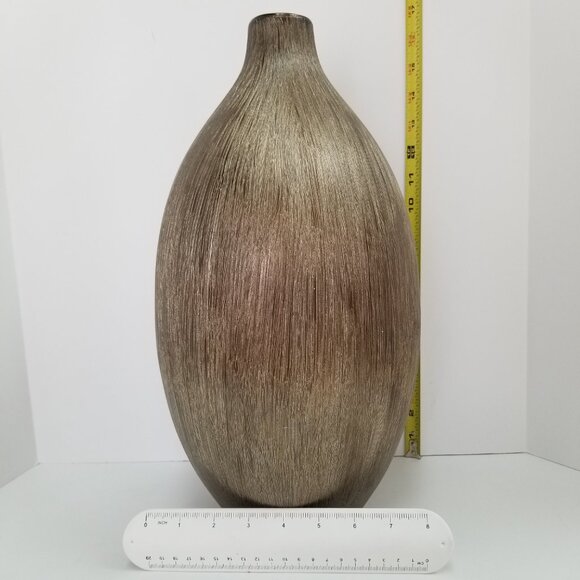 🆕Import Collection Tall Etched Ceramic Vase Stainless Steel/Silver Finish/Color - Picture 2 of 9